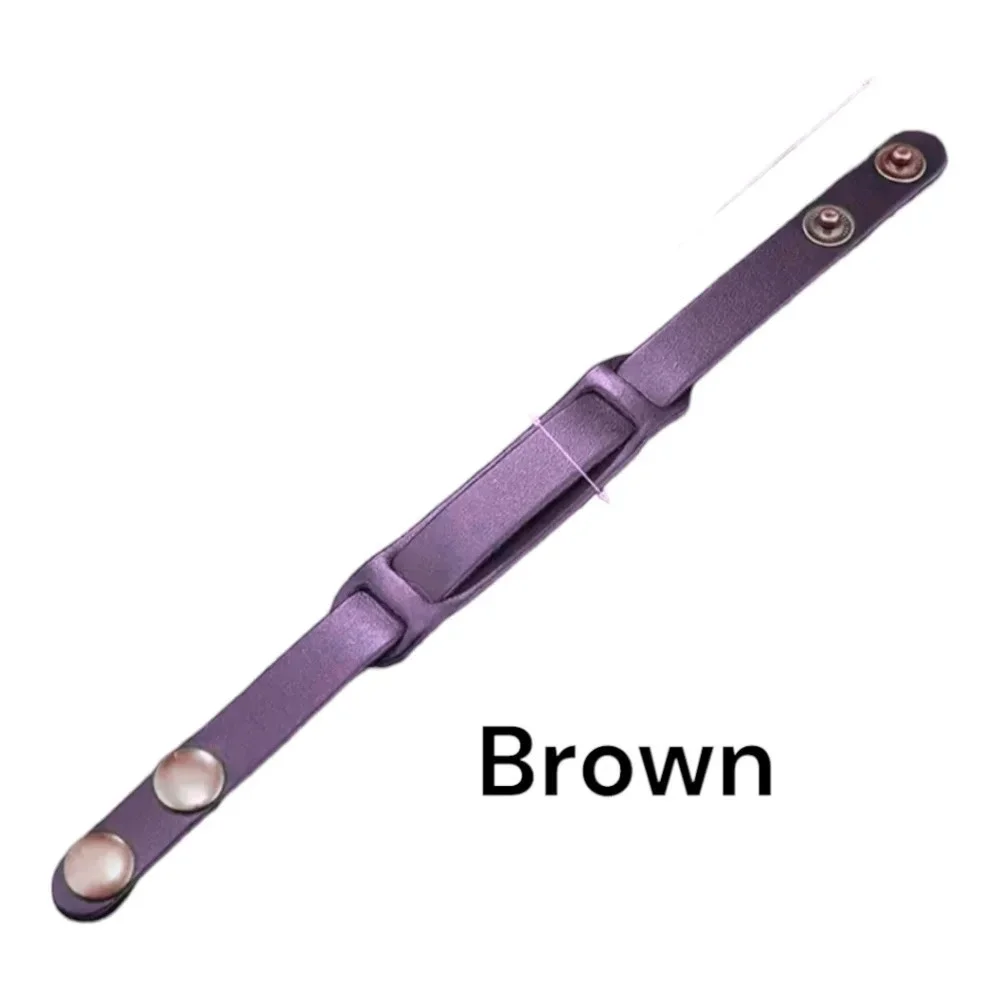 Brass snap closure vintage brown leather bracelet, 8.85